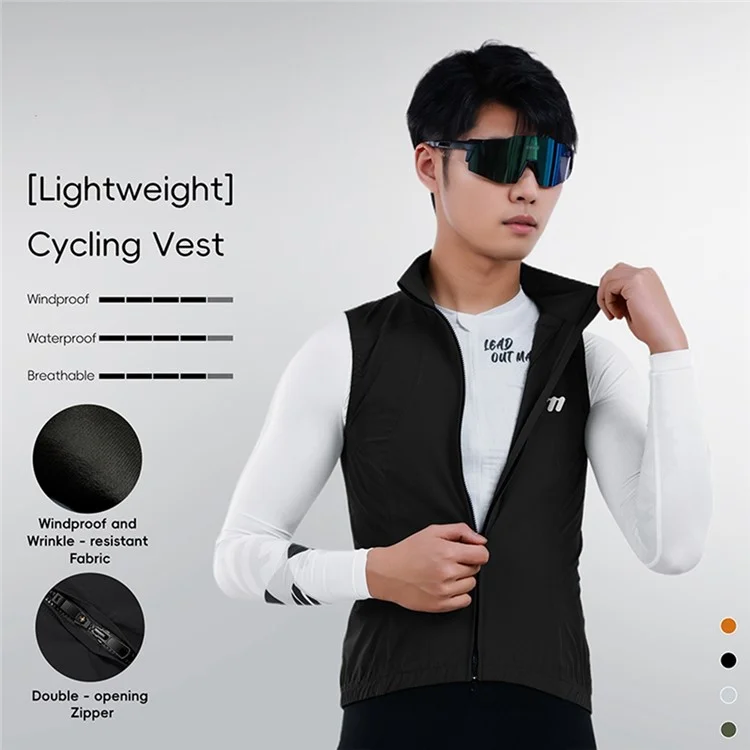 WEST BIKING YP0206179 Chaleco de Ciclismo para Hombre Primavera Verano Cortavientos sin Mangas - Jersey para Bicicleta de Carretera - Negro Talla S