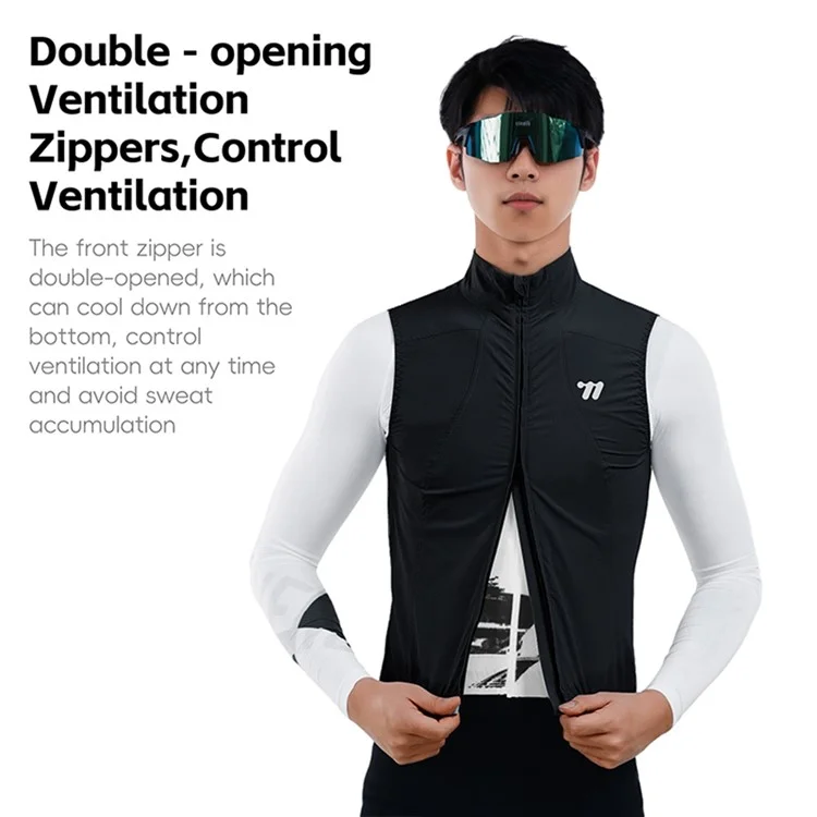 WEST BIKING YP0206179 Chaleco de Ciclismo para Hombre Primavera Verano Cortavientos sin Mangas - Jersey para Bicicleta de Carretera - Negro Talla S
