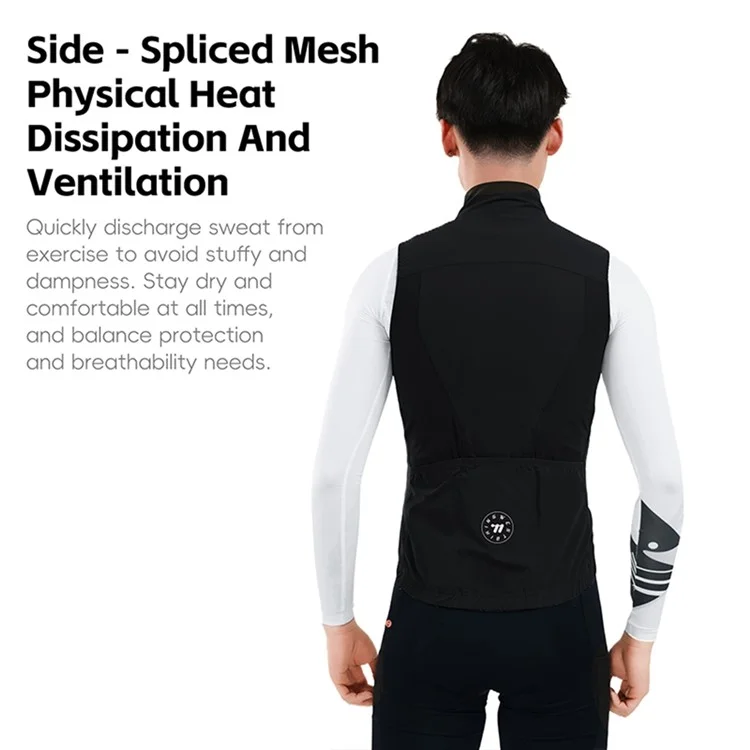 WEST BIKING YP0206179 Chaleco de Ciclismo para Hombre Primavera Verano Cortavientos sin Mangas - Jersey para Bicicleta de Carretera - Negro Talla S
