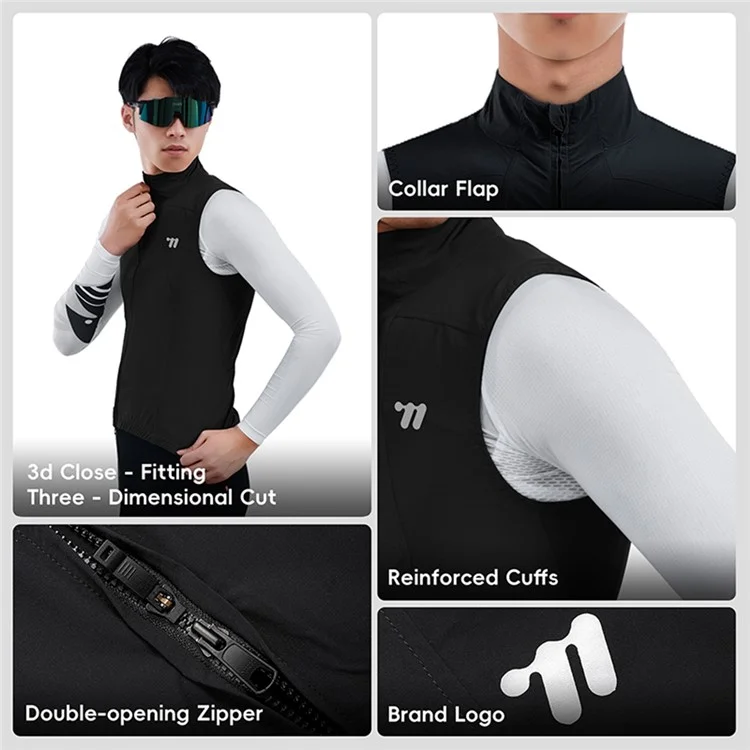 WEST BIKING YP0206179 Chaleco de Ciclismo para Hombre Primavera Verano Cortavientos sin Mangas - Jersey para Bicicleta de Carretera - Negro Talla S