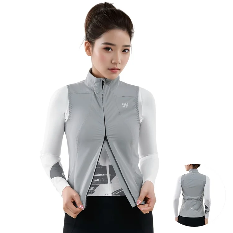 WEST BIKING YP0206179 Women Spring Summer Cycling Vest Windproof Sleeveless Jacket Road Bike Jersey - Grey S