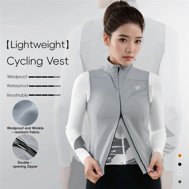 WEST BIKING YP0206179 Women Spring Summer Cycling Vest Windproof Sleeveless Jacket Road Bike Jersey - Grey S