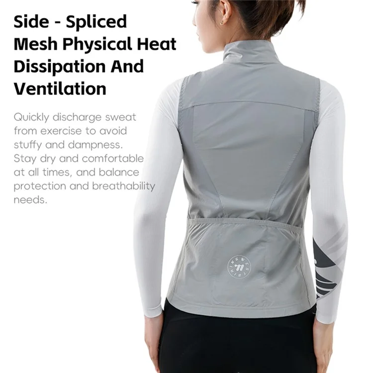 WEST BIKING YP0206179 Women Spring Summer Cycling Vest Windproof Sleeveless Jacket Road Bike Jersey - Grey S