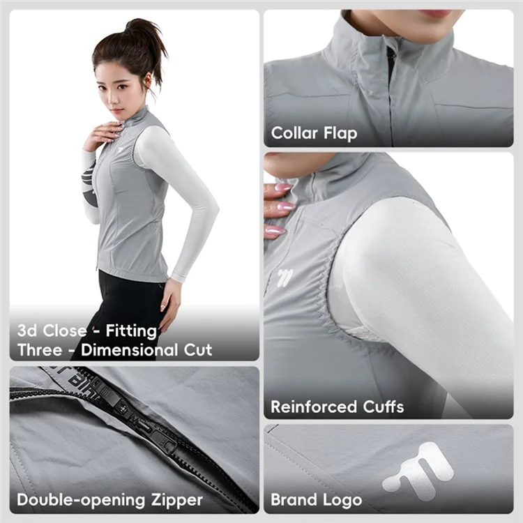 WEST BIKING YP0206179 Women Spring Summer Cycling Vest Windproof Sleeveless Jacket Road Bike Jersey - Grey S
