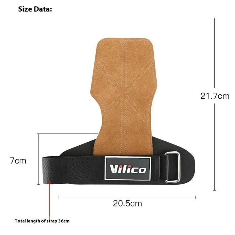 VILICO A0139 1 Pair Weightlifting Strength Training Cowhide Leather Finger Grip Anti Slip Palm Protection Pad - Yellow
