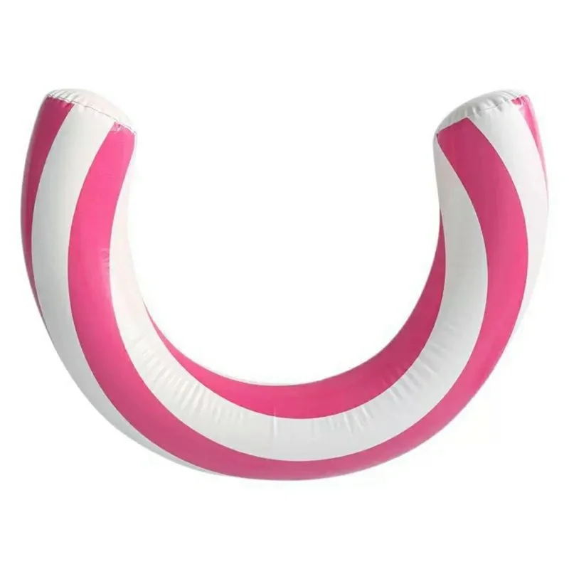 Inflatable Swimming Ring Water Leisure Relaxation PVC Arc Shape Pool Float Tool, 67x75cm - Pink