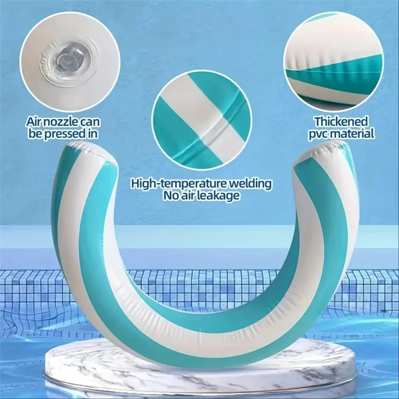 Inflatable Swimming Ring Water Leisure Relaxation PVC Arc Shape Pool Float Tool, 67x75cm - Pink