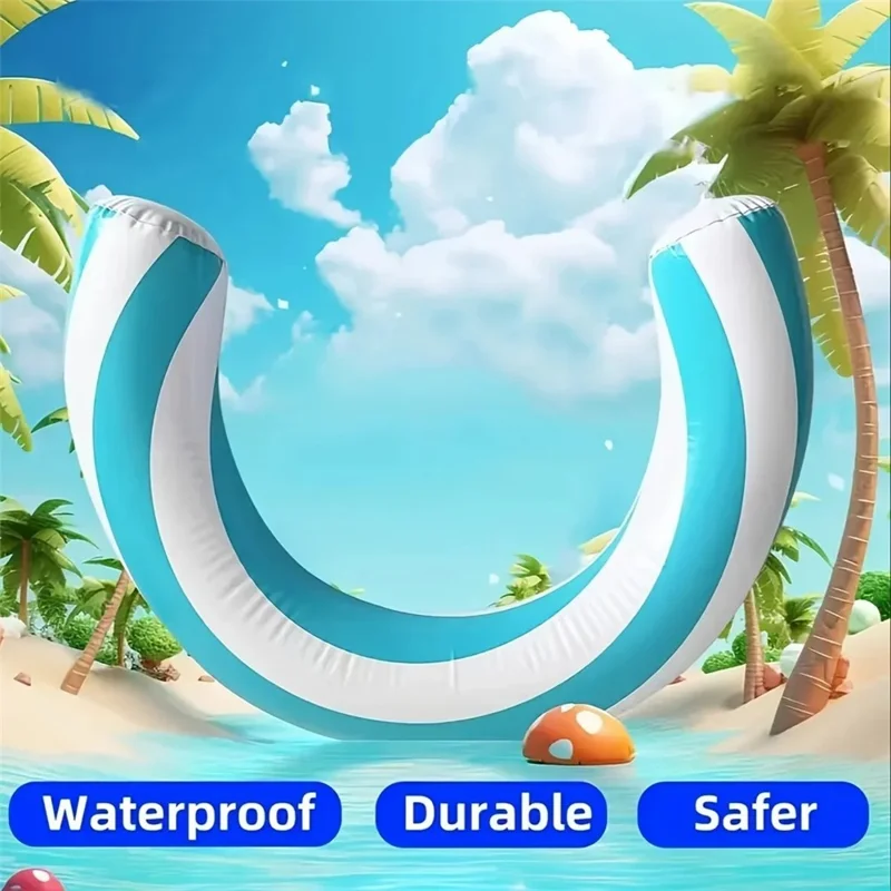 Inflatable Swimming Ring Water Leisure Relaxation PVC Arc Shape Pool Float Tool, 67x75cm - Pink