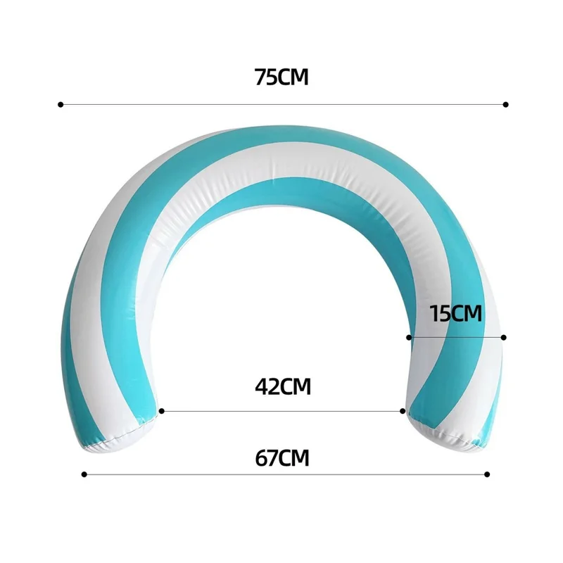 Inflatable Swimming Ring Water Leisure Relaxation PVC Arc Shape Pool Float Tool, 67x75cm - Pink