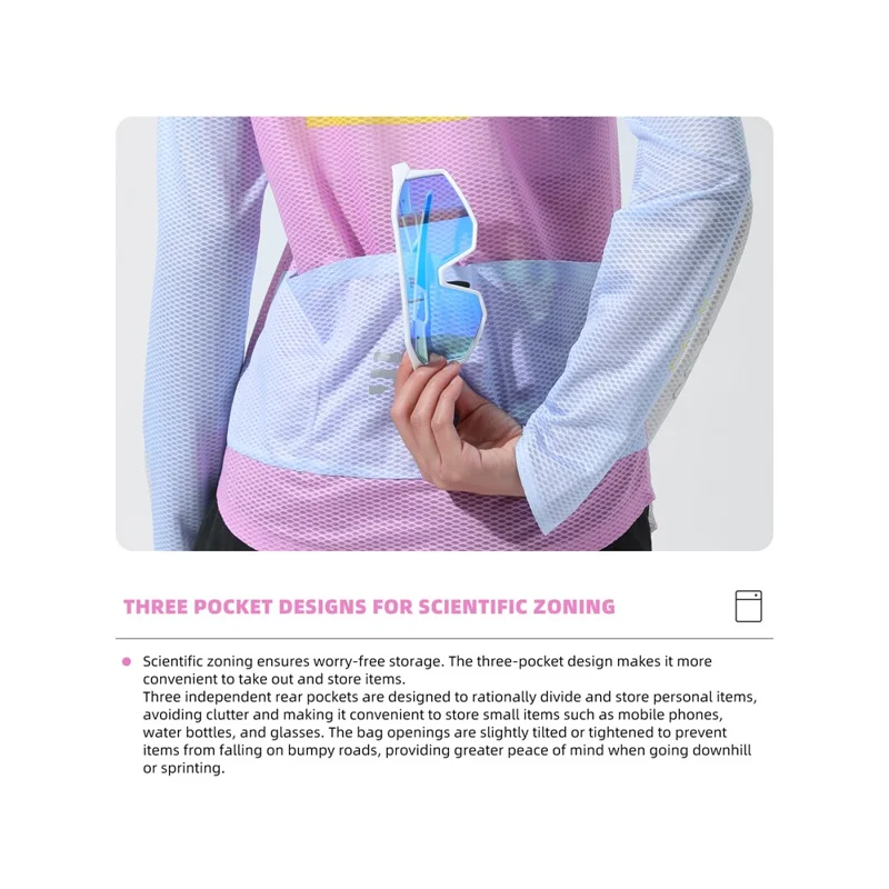 WEST BIKING YP0202342 Maillot de Cyclisme à Manches Longues pour Femmes, Séchage Rapide, Respirant, pour Randonnée, Course et Entraînement, XL / XXL - Rose / Bleu
