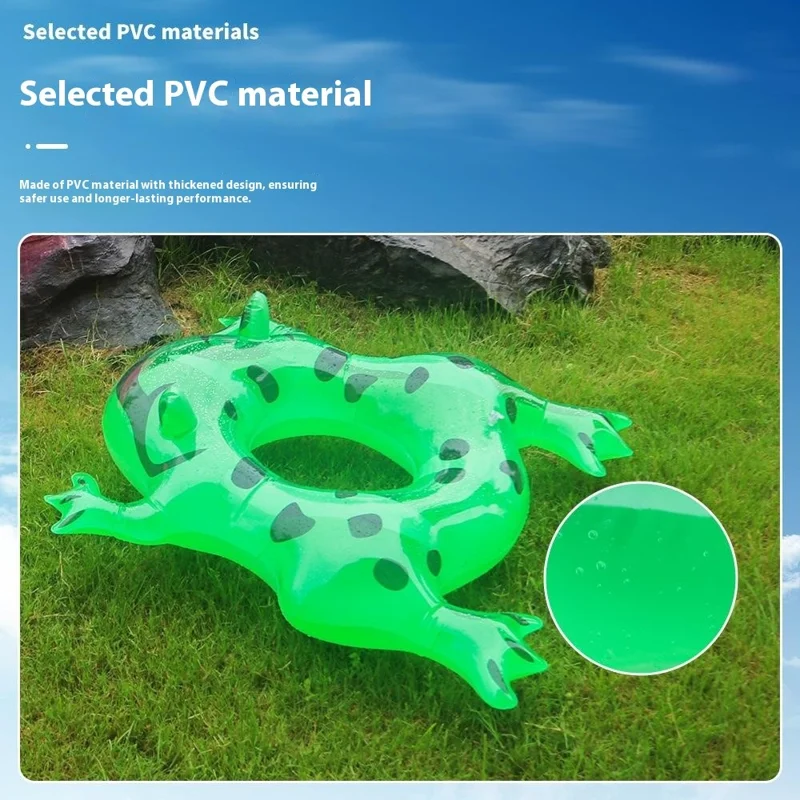 Cute Water Frog Shape Inflatable Swim Ring for Kids PVC Cartoon Armpit Float (without Light) - Green
