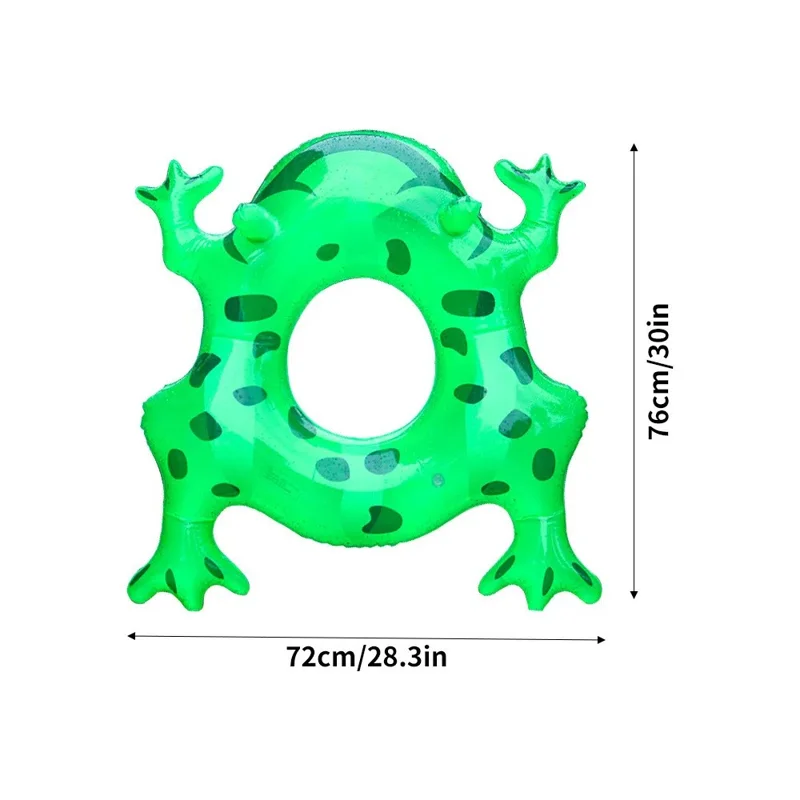 Cute Water Frog Shape Inflatable Swim Ring for Kids PVC Cartoon Armpit Float (without Light) - Green