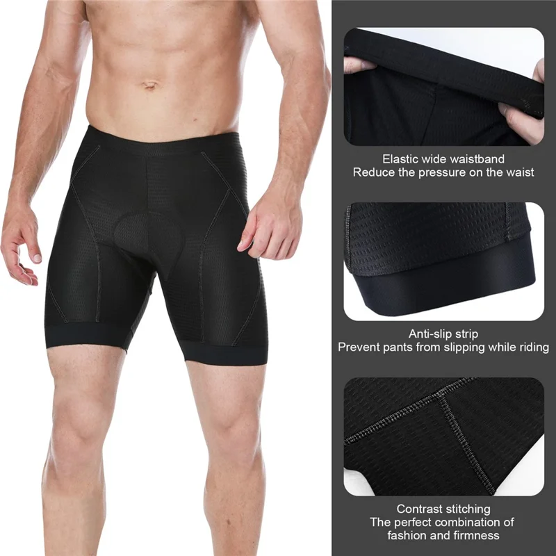 Shorts de Ciclismo Masculinos com Enchimento Acolchoado, Respiráveis, com Almofada de Silicone, Calças Curtas para Passeio de Bicicleta - Safira / M