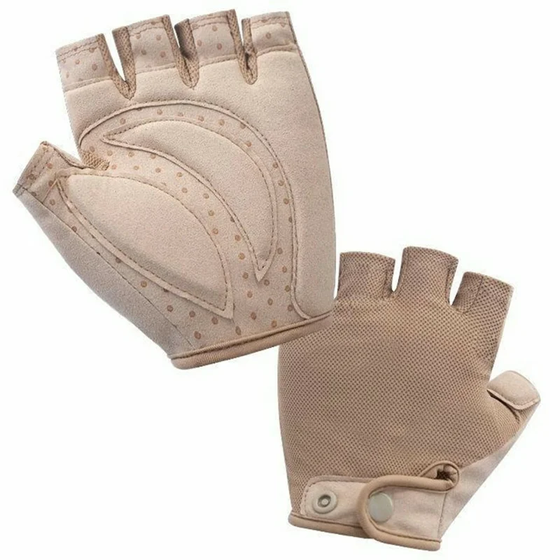 1 Pair Size L Outdoor Sports Half Finger Gloves for Men  /  Women Anti-Slip Fitness Climbing Cycling Gloves - Khaki