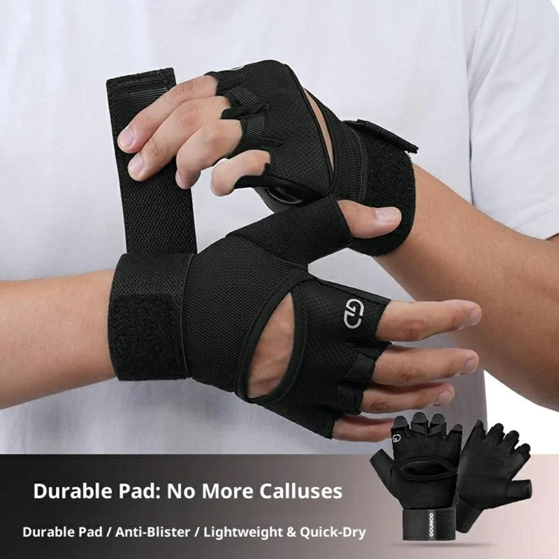 GOUNOD GL085 Anti Slip Sports Half Finger Gloves Shock Absorbing Padding Outdoor Cycling Mittens - Black S