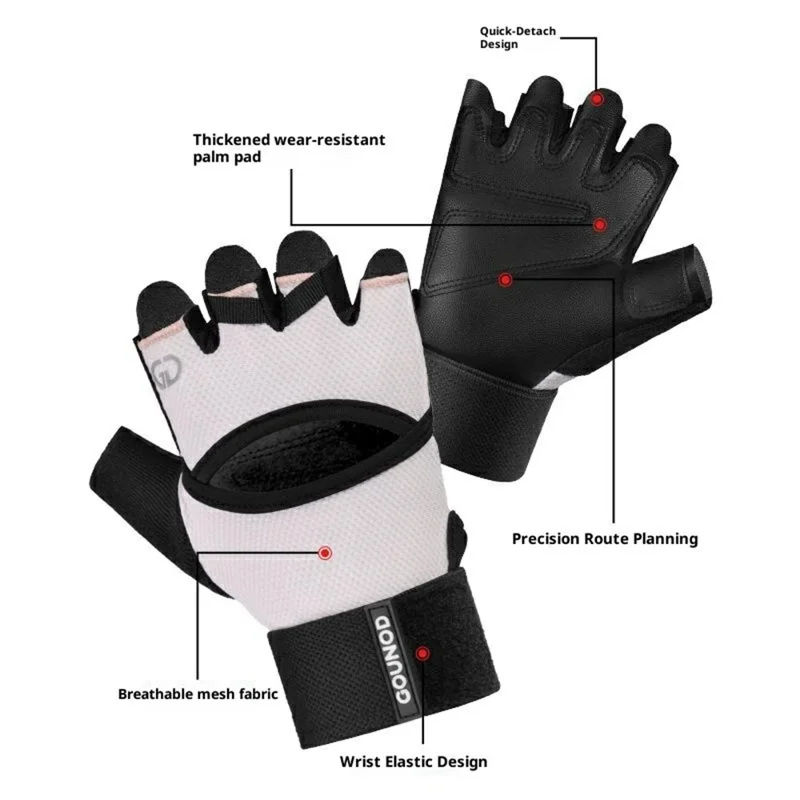 GOUNOD GL085 Anti Slip Sports Half Finger Gloves Shock Absorbing Padding Outdoor Cycling Mittens - Black S