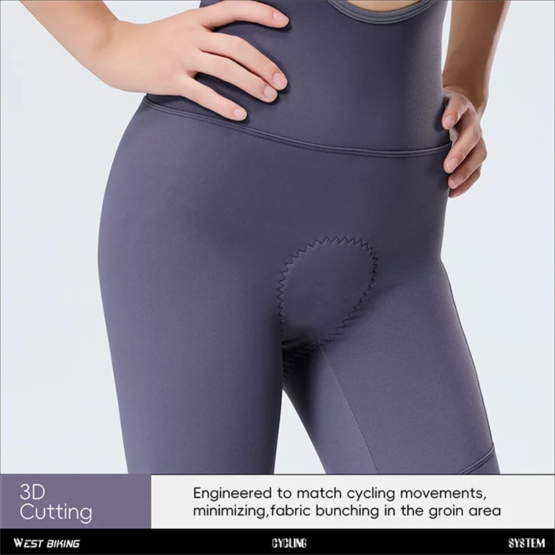 WEST BIKING YP0210021 Pantaloni da bicicletta leggeri con bretelle Rilascio rapido Pantaloni lunghi ergonomici 3D imbottiti per donna Autunno Inverno - Nero / M