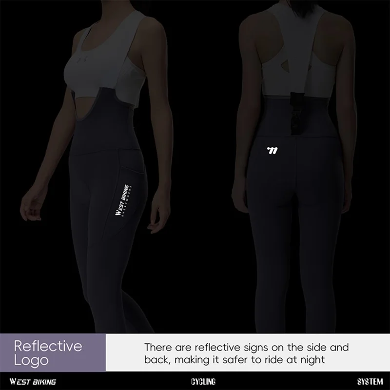 WEST BIKING YP0210022 Pantalones de Bib de Ciclismo Engrosados Liberación Rápida Pantalones Largos Acolchados 3D Ergonómicos para Mujer Otoño Invierno - Negro / M