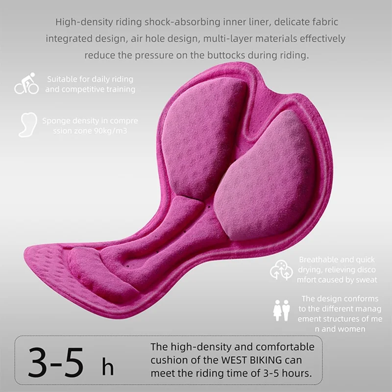 WEST BIKING YP0210022 Pantalones de Bib de Ciclismo Engrosados Liberación Rápida Pantalones Largos Acolchados 3D Ergonómicos para Mujer Otoño Invierno - Negro / M