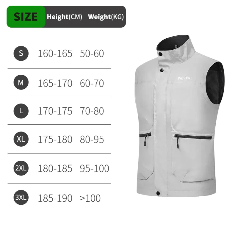 WOSAWE BD260 Safety Reflective Vest for Cycling Running Breathable High Visibility Sleeveless Jacket - Asian M  /  EU S