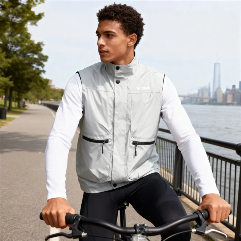 WOSAWE BD260 Safety Reflective Vest for Cycling Running Breathable High Visibility Sleeveless Jacket - Asian M  /  EU S