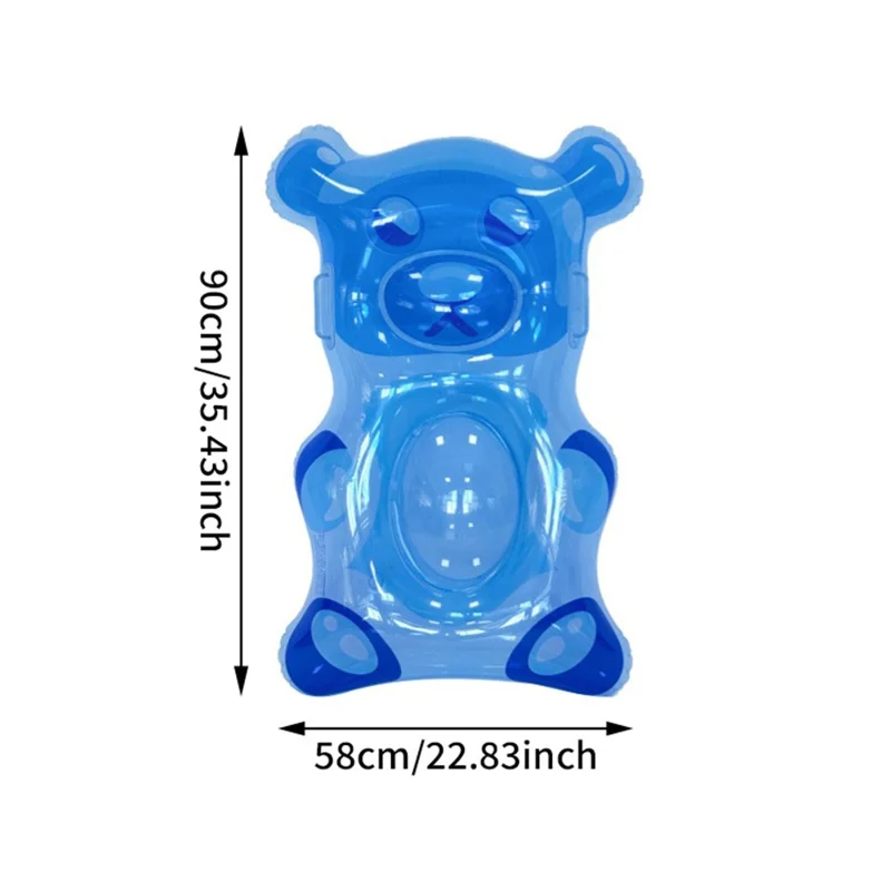 Tabla de surf inflable transparente de oso de gelatina, tabla flotante de PVC con asas para entretenimiento marino para niños - Rosa