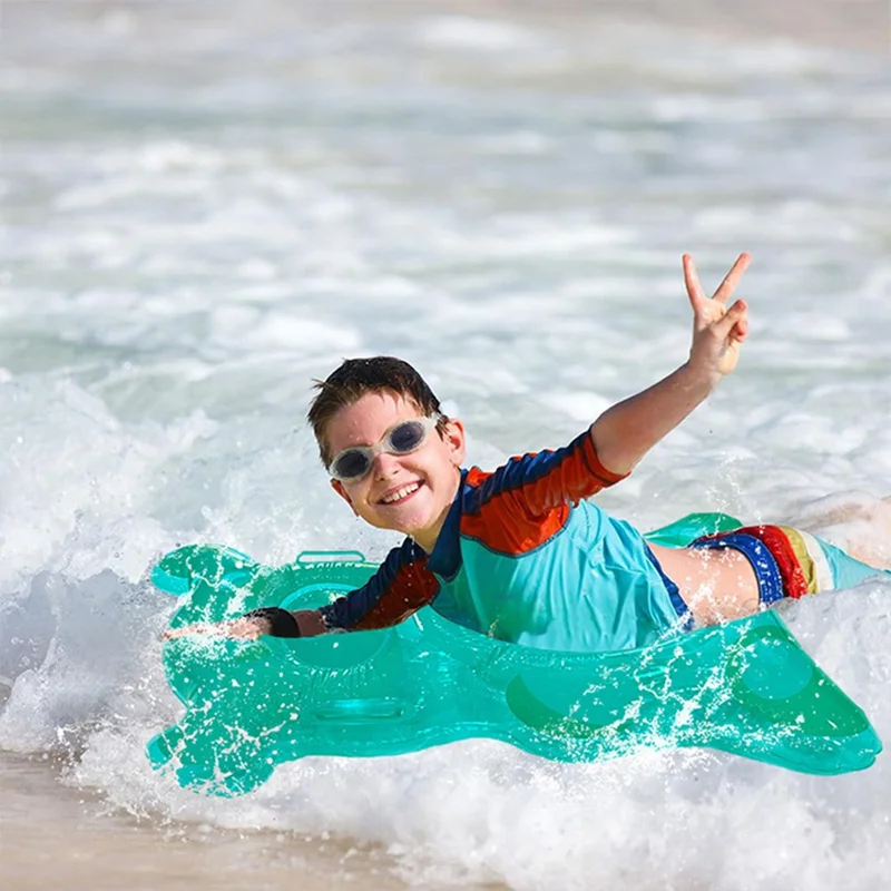 Tabla de surf inflable transparente de oso de gelatina, tabla flotante de PVC con asas para entretenimiento marino para niños - Rosa