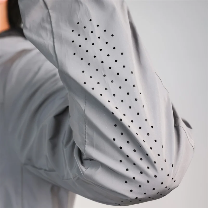 WOSAWE BD264 Chaqueta Cortavientos Reflectante Completa con Capucha Impermeable Transpirable para Correr por la Noche Ciclismo Senderismo, Plata - Talla Asiática M / UE S