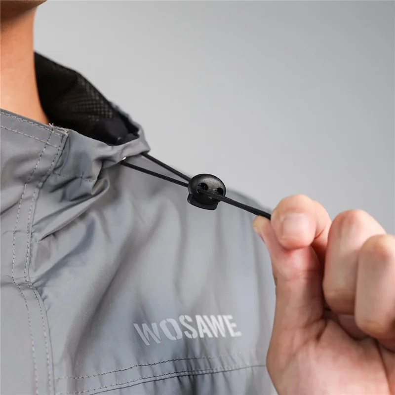 WOSAWE BD264 Chaqueta Cortavientos Reflectante Completa con Capucha Impermeable Transpirable para Correr por la Noche Ciclismo Senderismo, Plata - Talla Asiática M / UE S