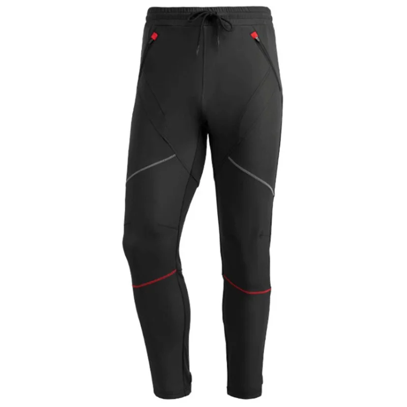 ROCKBROS 20420033 Windproof PU Autumn Winter Cycling Pants 3D Ergonomic Fleece Thermal Bicycle Pants for Outdoor Cycling - Black  /  S