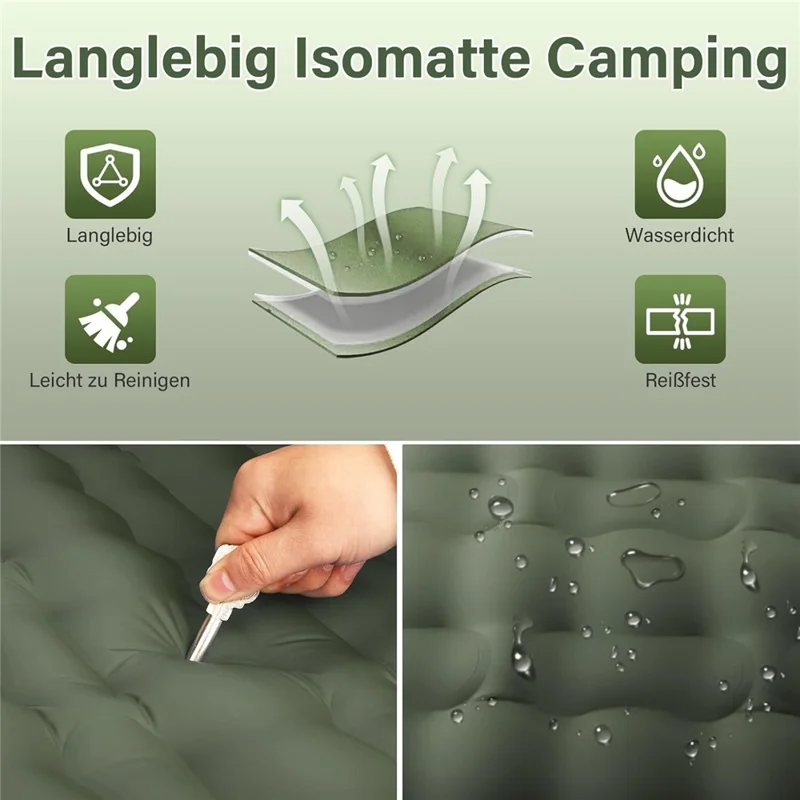 Camping Sleeping Pad with Foot Pump Inflatable Mat Connectable Outdoor Waterproof Bed 195 x 66 x 12CM - Navy Blue