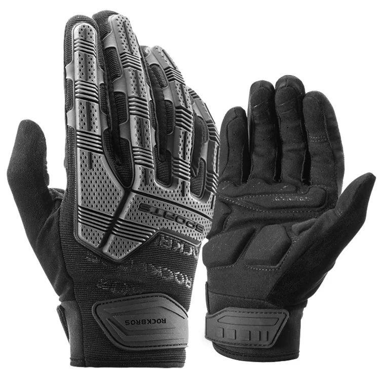 ROCKBROS S210BK Un par de guantes de dedo completo SBR de 6 mm de grosor acolchados y antichoque para bicicleta al aire libre - Talla: S