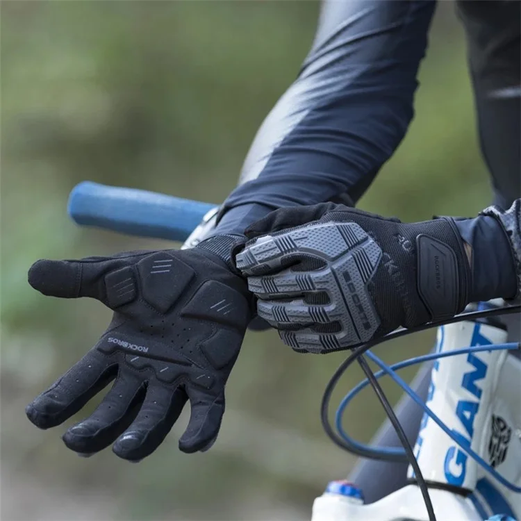 ROCKBROS S210BK Un par de guantes de dedo completo SBR de 6 mm de grosor acolchados y antichoque para bicicleta al aire libre - Talla: S