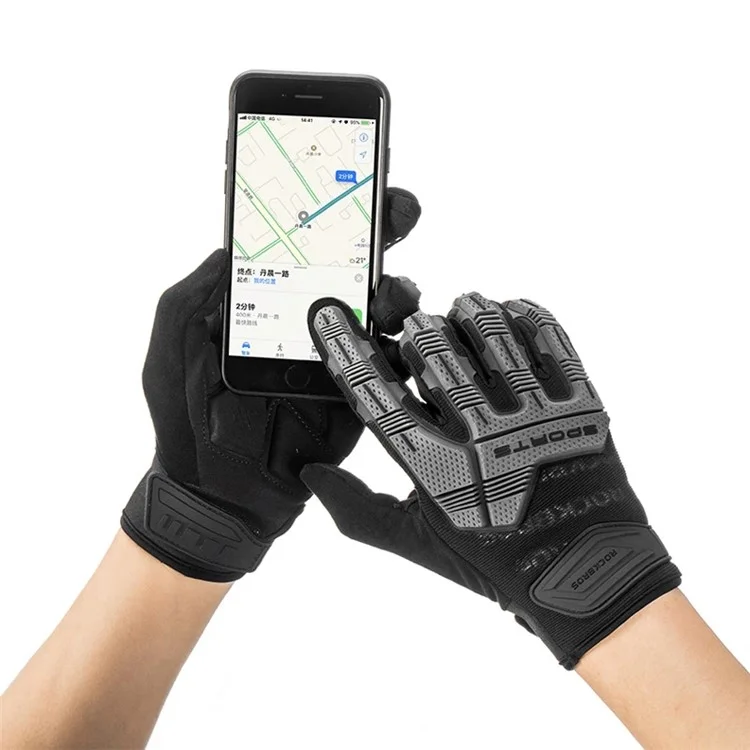 ROCKBROS S210BK Un par de guantes de dedo completo SBR de 6 mm de grosor acolchados y antichoque para bicicleta al aire libre - Talla: S