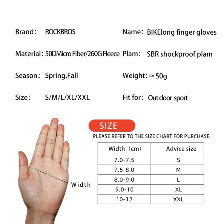 ROCKBROS S209 One Pair Windproof Touch Screen Gloves Shock-absorbing Full Finger Biking Gloves - Size: S