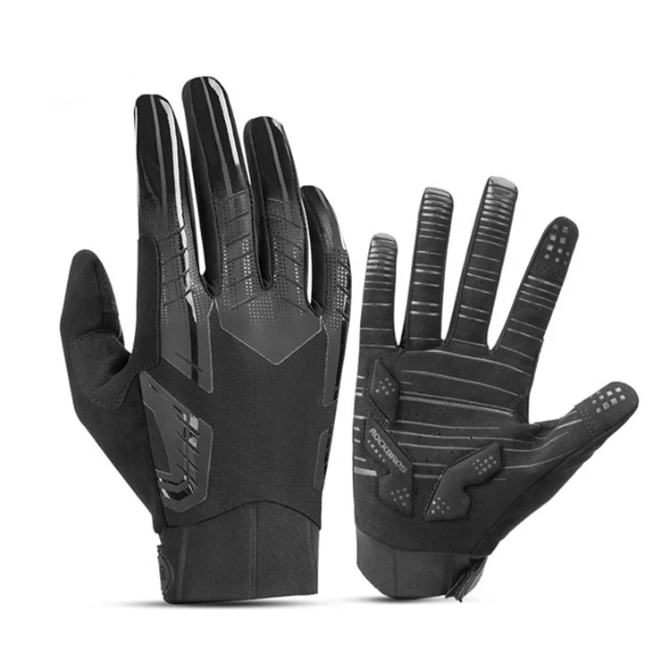 ROCKBROS S208BK One Pair Water Resistant Touch Screen Gloves Shock-absorbing Full Finger Biking Gloves - Size: S