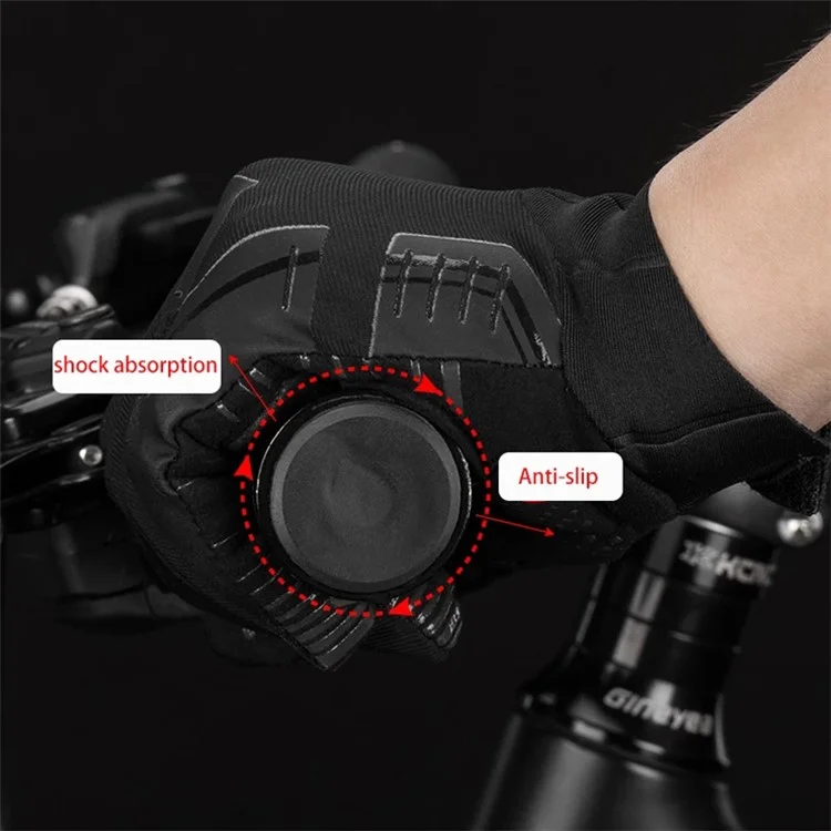 ROCKBROS S208BK One Pair Water Resistant Touch Screen Gloves Shock-absorbing Full Finger Biking Gloves - Size: S