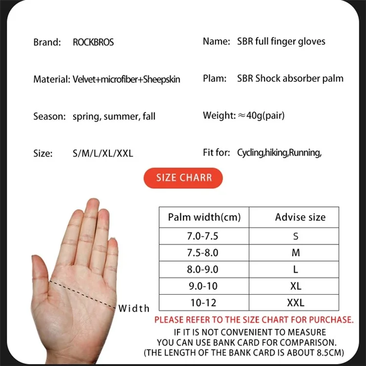 Rockbros S208BK Одна Пара Водонепроницаемые с Сенсорным Экраном Перчатки с Ударами в Полном Поглощении Велосипедов - Размер: с