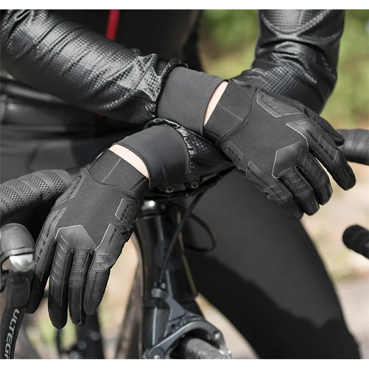 ROCKBROS S208BK One Pair Water Resistant Touch Screen Gloves Shock-absorbing Full Finger Biking Gloves - Size: S