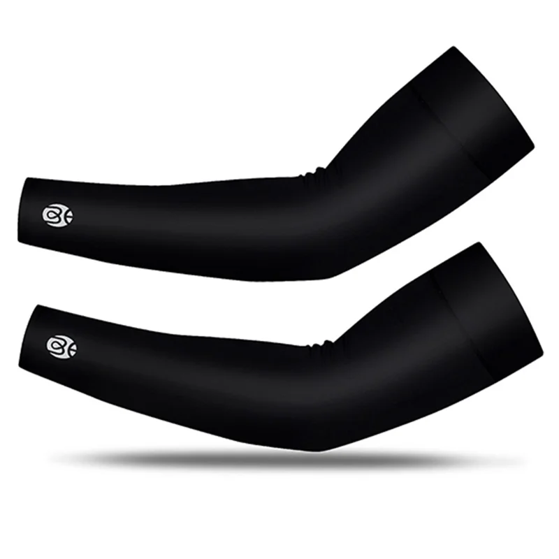 WEST BIKING Ice Silk Sports Arm Sleeves Cycling Arm Cover UV Protection Summer Outdoor Running Basketball Arm Sleeves - M/Black