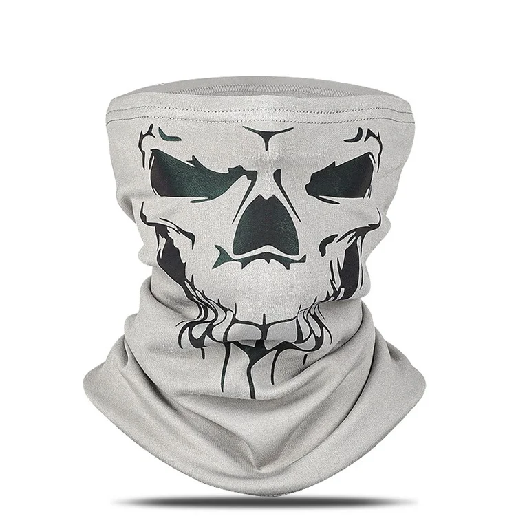 WEST BIKING Motorcycle Cycling Bike Reflective Skull Face Mask Neck Warmer Windproof Balaclava - Grey