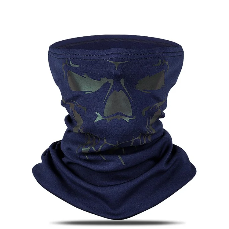 WEST BIKING Motorcycle Cycling Bike Reflective Skull Face Mask Neck Warmer Windproof Balaclava - Blue