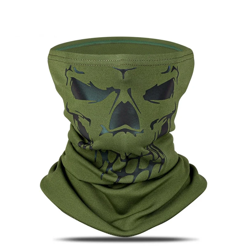 WEST BIKING Motorcycle Cycling Bike Reflective Skull Face Mask Neck Warmer Windproof Balaclava - Green