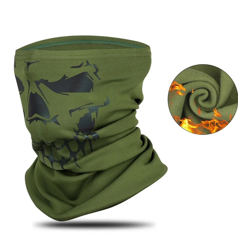 WEST BIKING Motorcycle Cycling Bike Reflective Skull Face Mask Neck Warmer Windproof Balaclava - Green