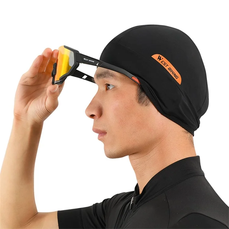 WEST BIKING Boné de Ciclismo Bicycle Cap Headwear Verão Seda de Gelo Respirável Sport Cap Forro de Capacete Chapéu - Preto