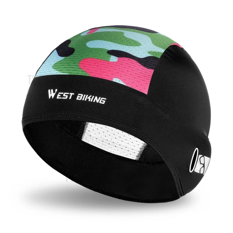 WEST BIKING YP0201295 Casquette de cyclisme d'été anti-UV pour VTT, vélo de route, moto Doublure de casque en soie glacée, respirante et sportive - Noir