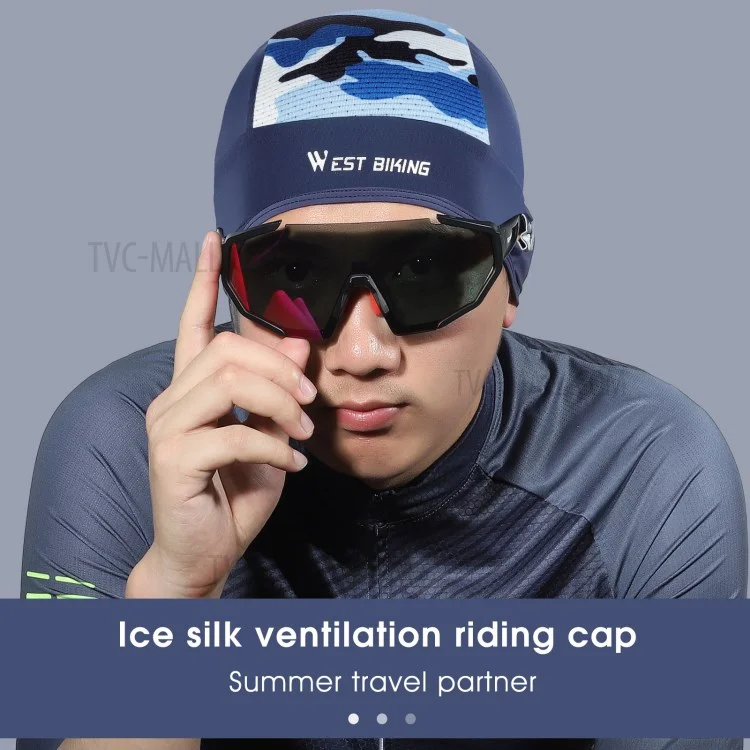 WEST BIKING YP0201295 Casquette de cyclisme d'été anti-UV pour VTT, vélo de route, moto Doublure de casque en soie glacée, respirante et sportive - Noir