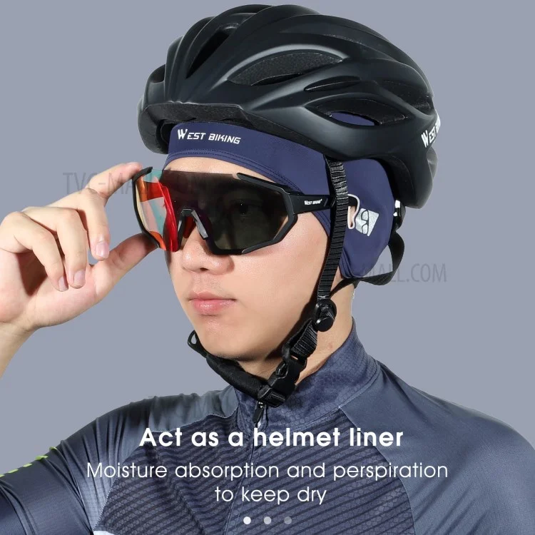 WEST BIKING YP0201295 Casquette de cyclisme d'été anti-UV pour VTT, vélo de route, moto Doublure de casque en soie glacée, respirante et sportive - Noir