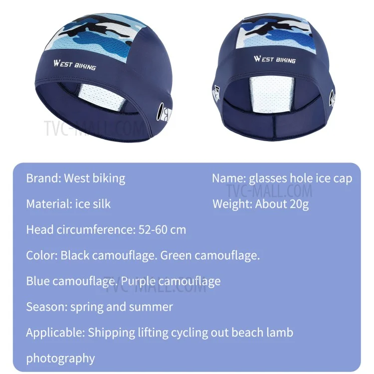 WEST BIKING YP0201295 Casquette de cyclisme d'été anti-UV pour VTT, vélo de route, moto Doublure de casque en soie glacée, respirante et sportive - Noir