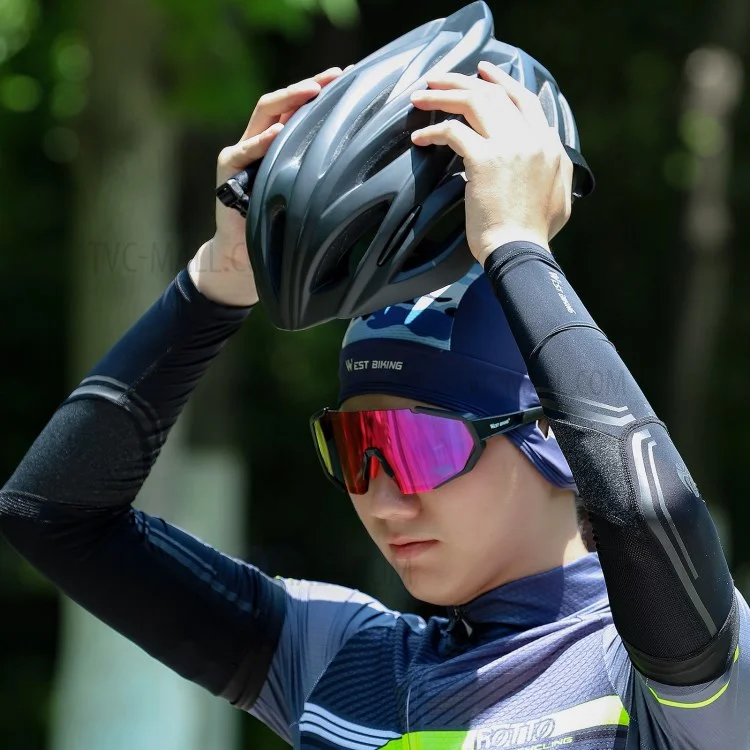 WEST BIKING YP0201295 Casquette de cyclisme d'été anti-UV pour VTT, vélo de route, moto Doublure de casque en soie glacée, respirante et sportive - Noir